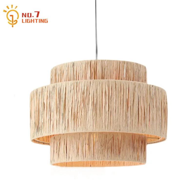 Afralia™ Wabi-sabi Rattan Weave Pendant Light for Home and Restaurant