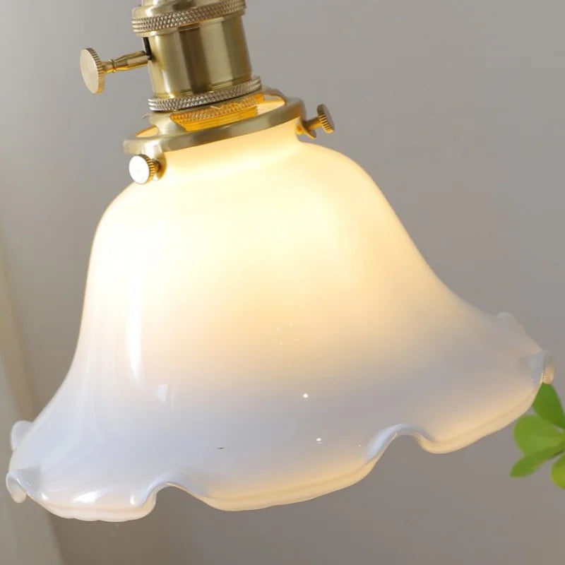 Afralia™ Modern White Glass Pendant Lamp Knob Switch LED Light Fixture Luminare