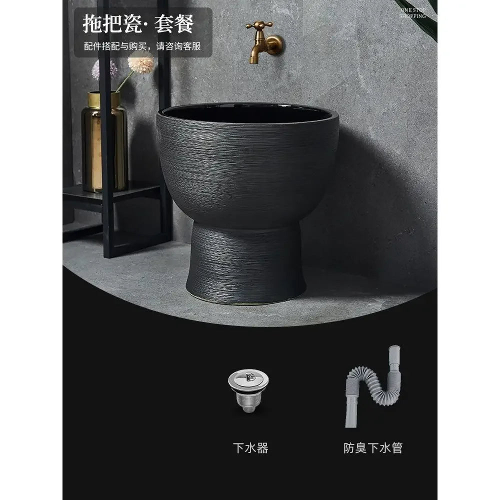 Afralia™ Retro Outdoor Ceramic Basin Column Wash Basin for Bathroom Sinks