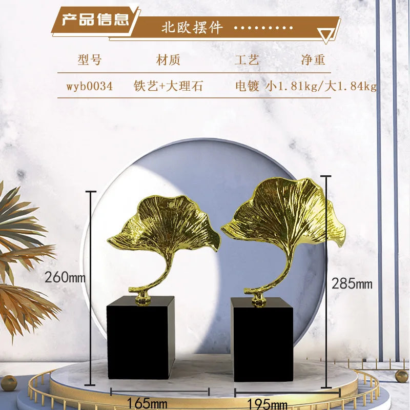 Afralia™ Ginkgo Leaf Metal Sculpture Home Decor Accent