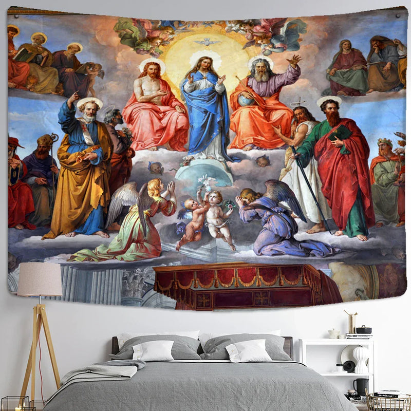 Retro Angel Oil Painting Tapestry Wall Hanging for Home Decor - Afralia™