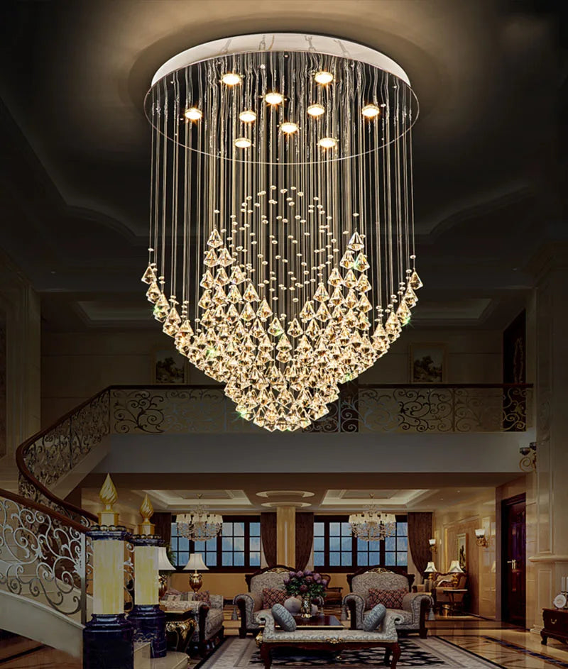 Afralia™ Diamond Crystal Chandelier LED Living Room Hotel Lighting