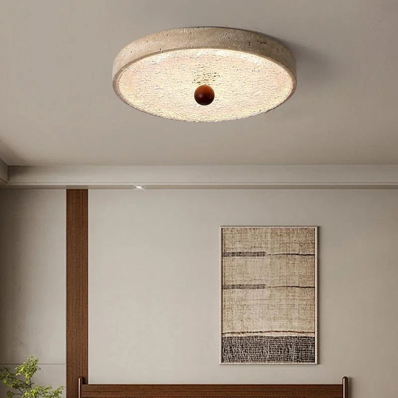Afralia™ Nordic LED Ceiling Lights Round Yellow Wood Home Decor Plafond Lamp