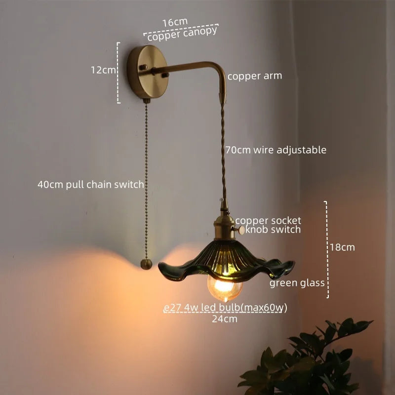Afralia™ LED Copper Wall Light for Bathroom Mirror and Hallway - Glass Luminaria De Parede