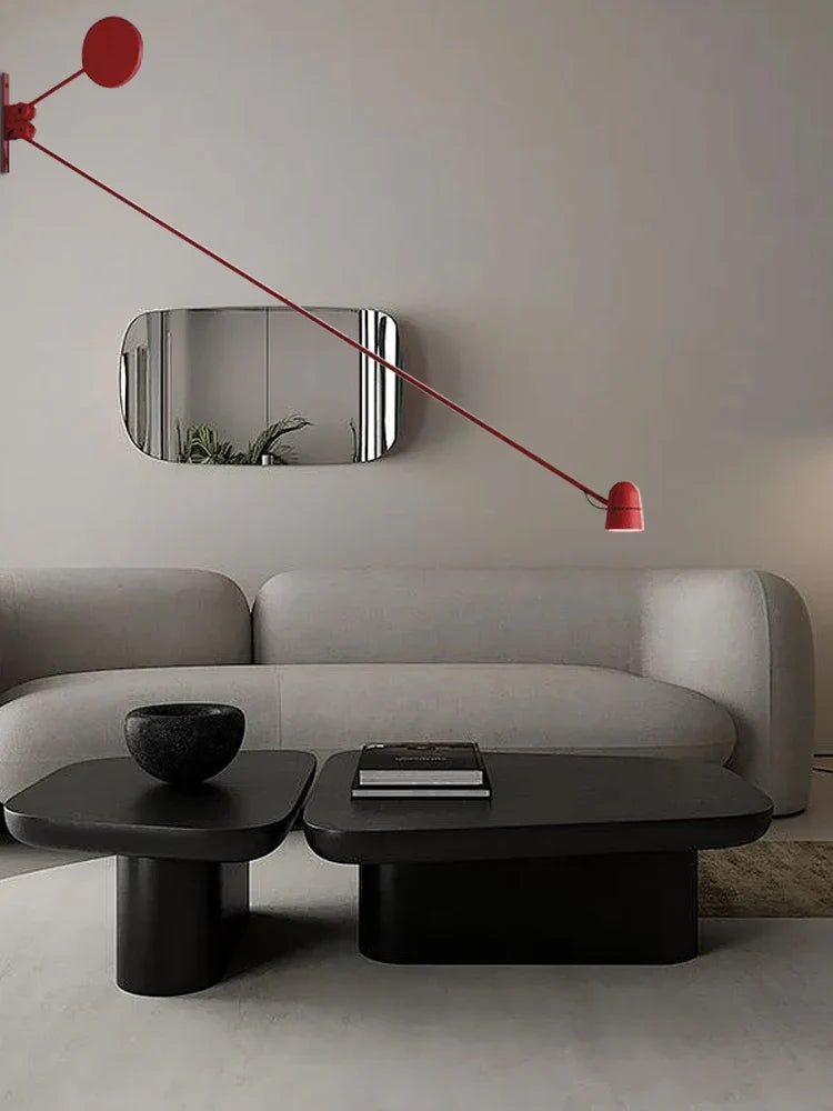 Afralia™ Modern Black/Red Wall Lamp, Adjustable Long Arm Position, Home Decor Mood Light