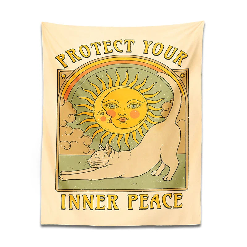 Afralia™ Sun Cat Tapestry Wall Hanging for Boho Home Decor