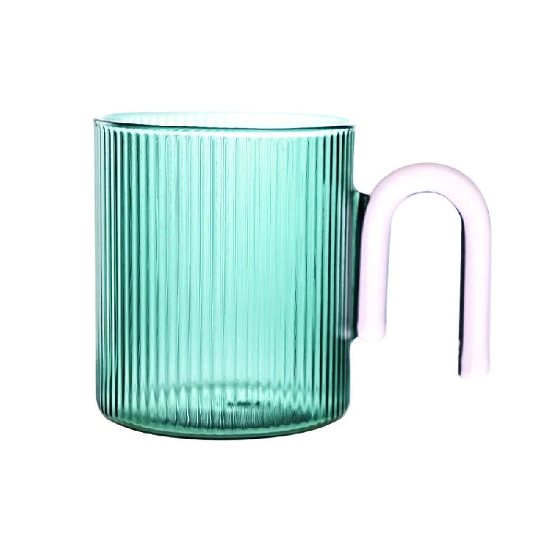 Afralia™ Ripple Glass Mug with Colorful Handle: Heat-Resistant Coffee Cups