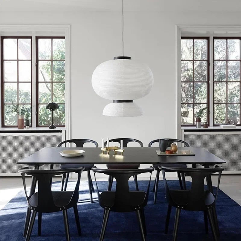 Afralia™ Rice Paper Oak Pendant Chandelier: Nordic LED E27 Chandelier for Dining Room & Wabi Sabi Home Decor