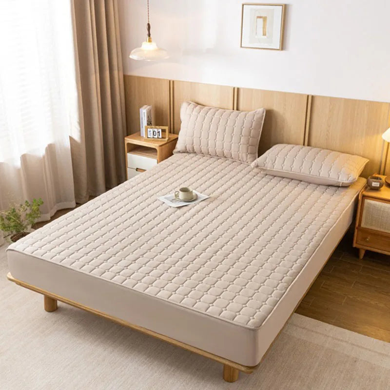 Afralia™ Quilted Fitted Sheet for Cozy & Anti-Slip Protection on Queen & King Beds