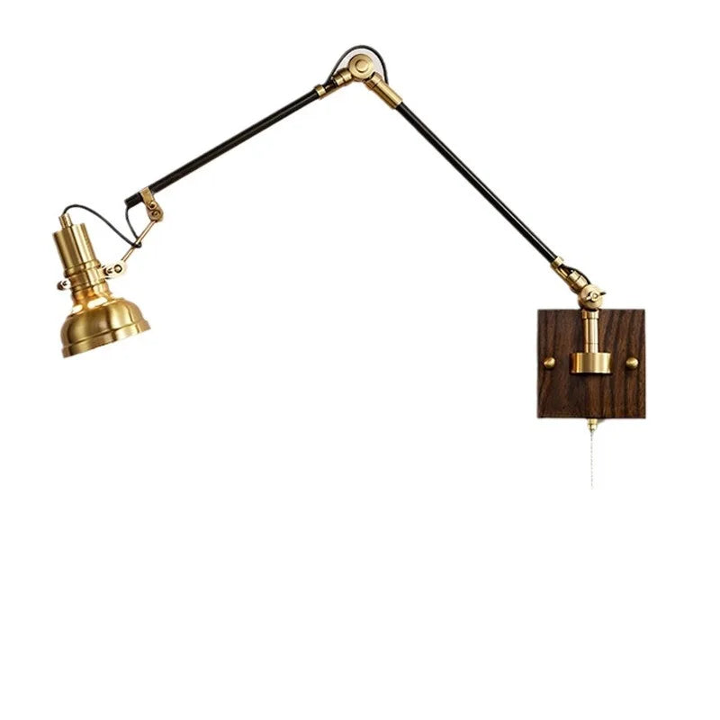 Afralia™ Walnut Wall Lamp: Japanese Style Swing Arm for Bedroom, Study, & Bedside