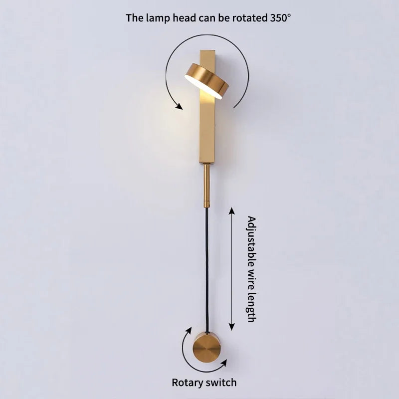 Afralia™ Black Rotating LED Wall Lamp for Bedroom, Stair, Aisle - Modern Indoor Lighting Fixtures