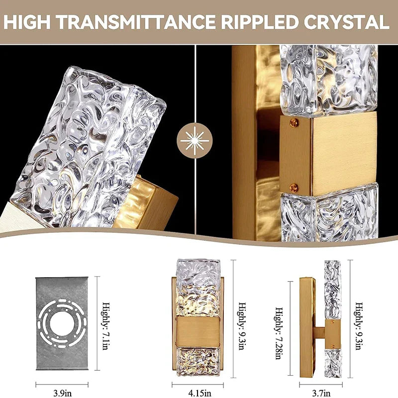 Afralia™ Crystal LED Wall Light Remote Control Dimmable 3000K 6000K for Bedroom Hallway