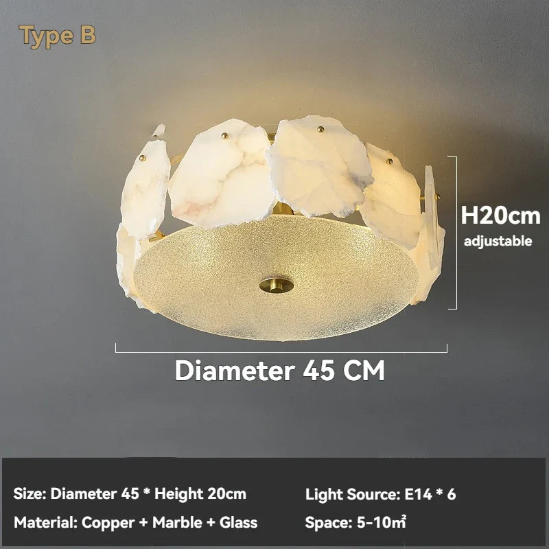 Afralia™ Art Deco Marble LED Chandelier Pendant Light – Round Nordic Ceiling Lamp