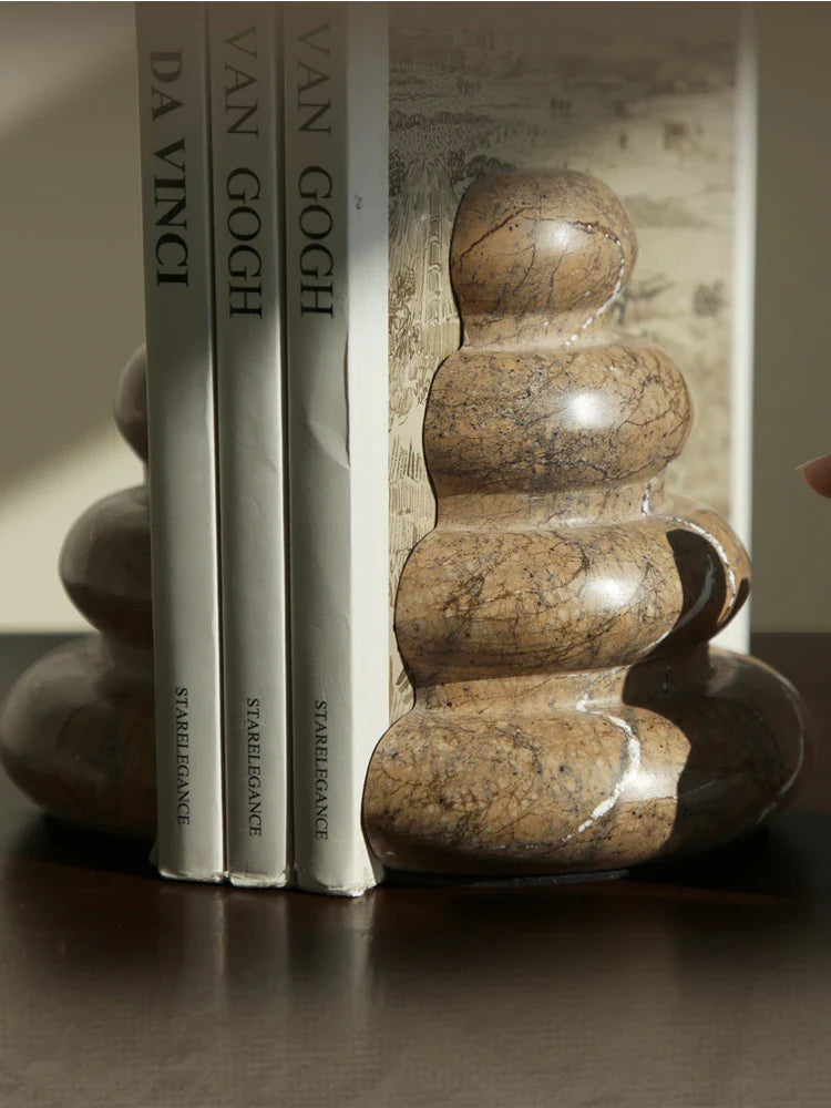 Afralia™ Marble Bookends: Luxury Decorative Stone Book Holders for Shelves
