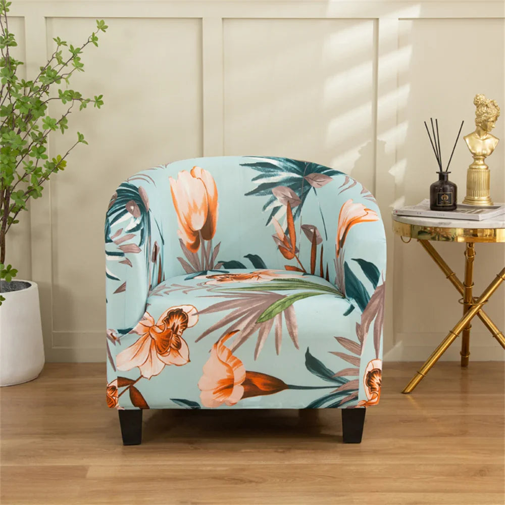 Afralia™ Printed Tub Chair Cover - Armchair Slipcover for Club Sofa