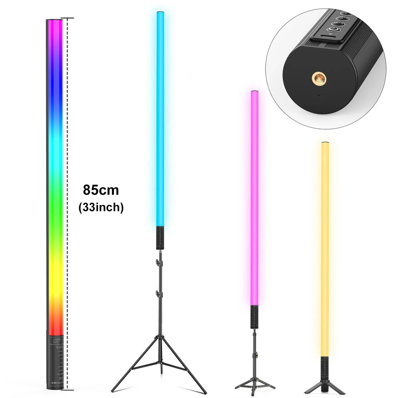 Afralia™ RGB Tube Light Set with Tripod for Home Party Bar - 2PCS 85cm