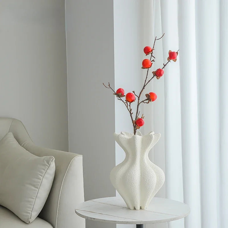 Afralia™ White Vase Resin Handicraft Abstract Ornament for Room Decoration