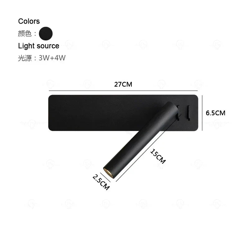 Afralia™ Nordic LED Wall Lamp with Adjustable Angle & Switch, Ideal for Bedroom Study