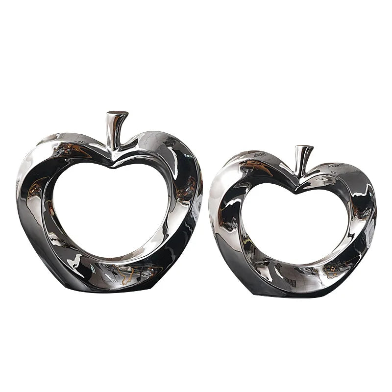 Afralia™ Golden Apple Sculpture: Ceramic Cut-out Artificial Fruit for Fortunate Home Decor