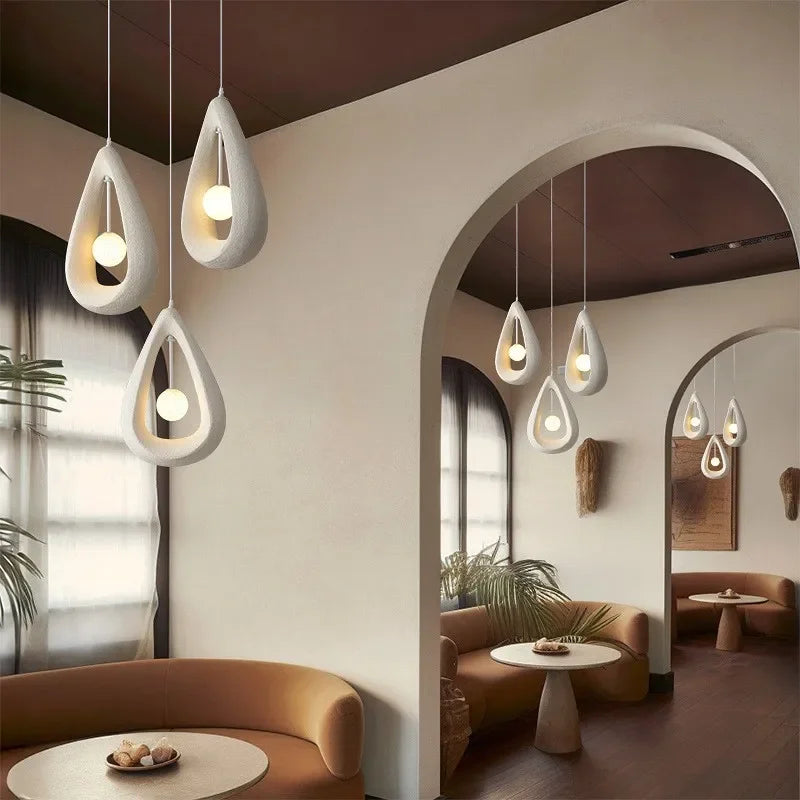 Afralia™ Minimalist Nordic Wabi Sabi LED Pendant Lights for Dining and Living Room