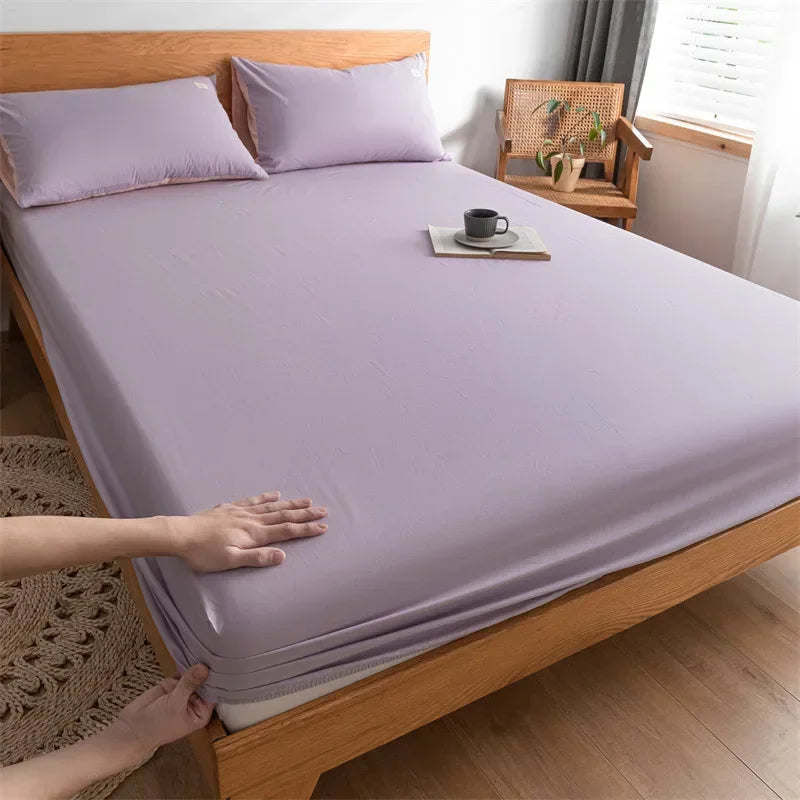 Afralia™ Cotton Fitted Sheet with Elastic Bands for Single Double King Queen Bed