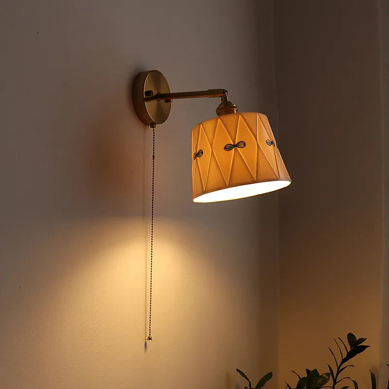 Afralia™ Ceramic Copper LED Wall Sconce Light, Modern Nordic Design for Living Room, Bedroom, Bathroom