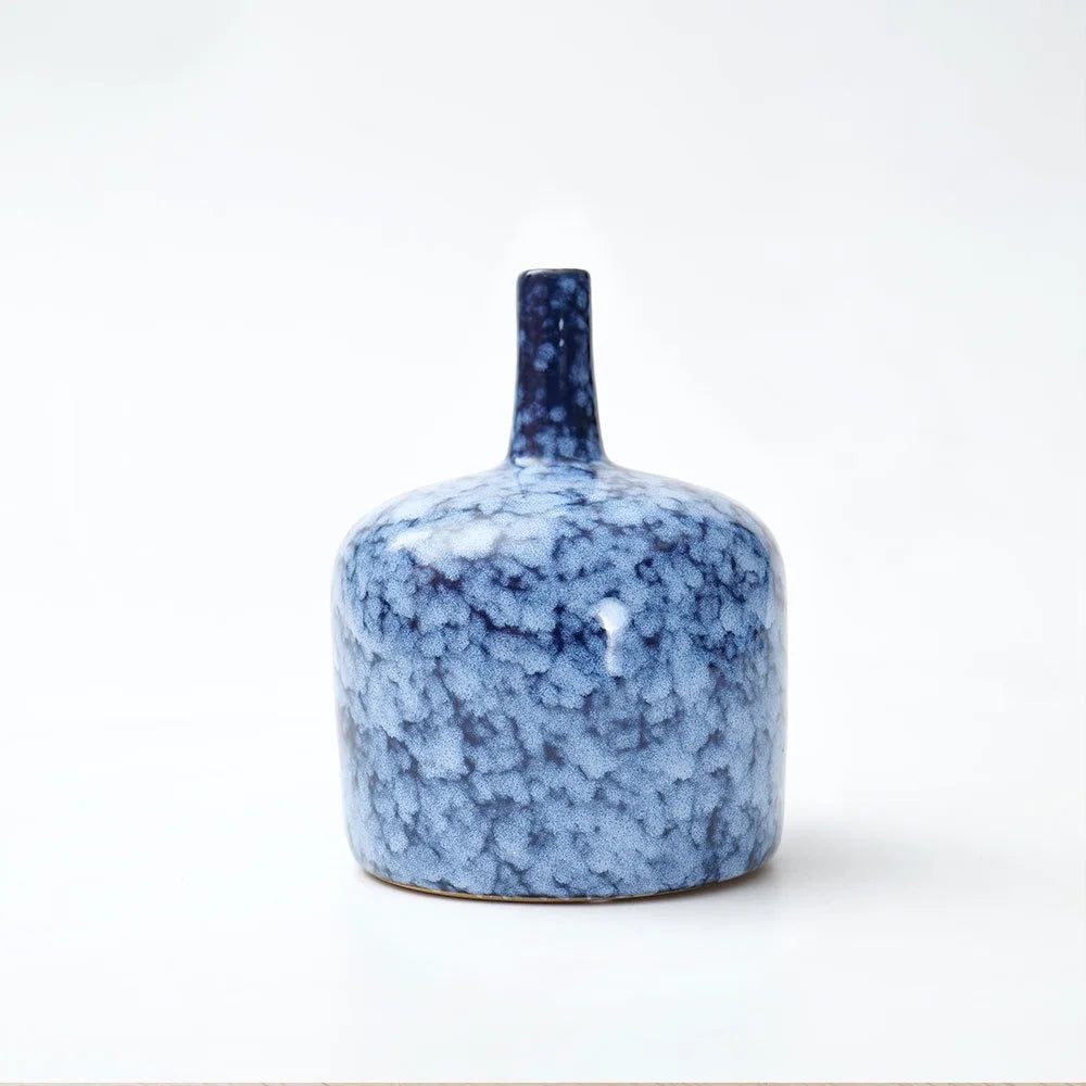 Afralia™ Blue Ceramic Vase Porcelain Pot Flower Arrangement Home Decor Accessories
