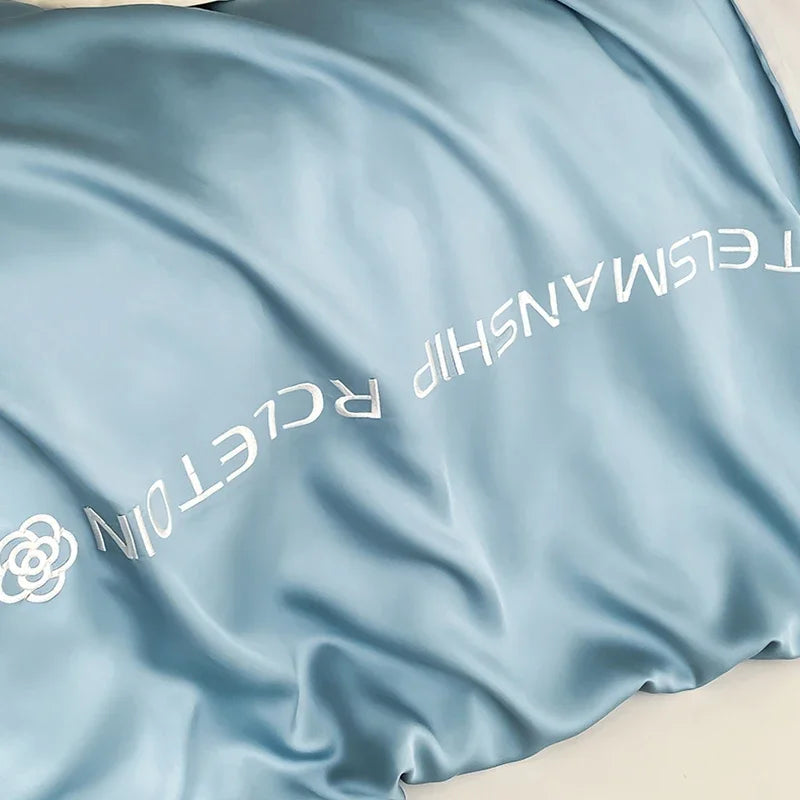 Afralia™ Cotton Embroidery Bedding Set, 4Pcs Duvet Cover Kit for Double Bed