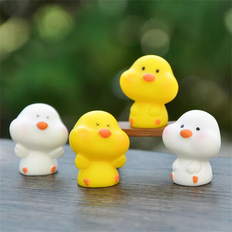 Afralia™ Mini White Yellow Chick Resin Fairy Garden Ornament for Doll House Decor