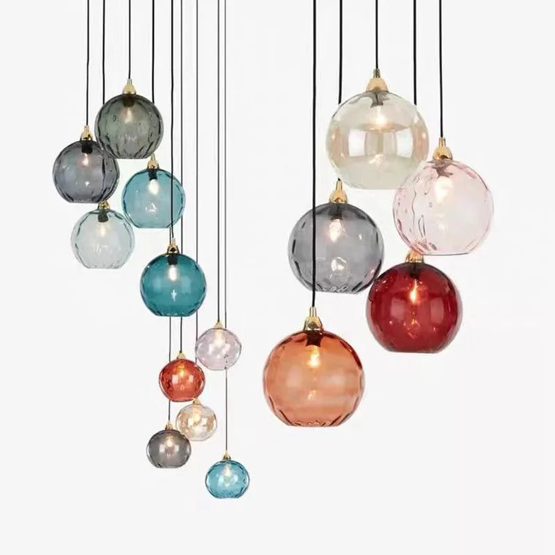 Afralia™ Glass Ball Lustre Pendant Lights - Modern Kitchen Hanging Fixture