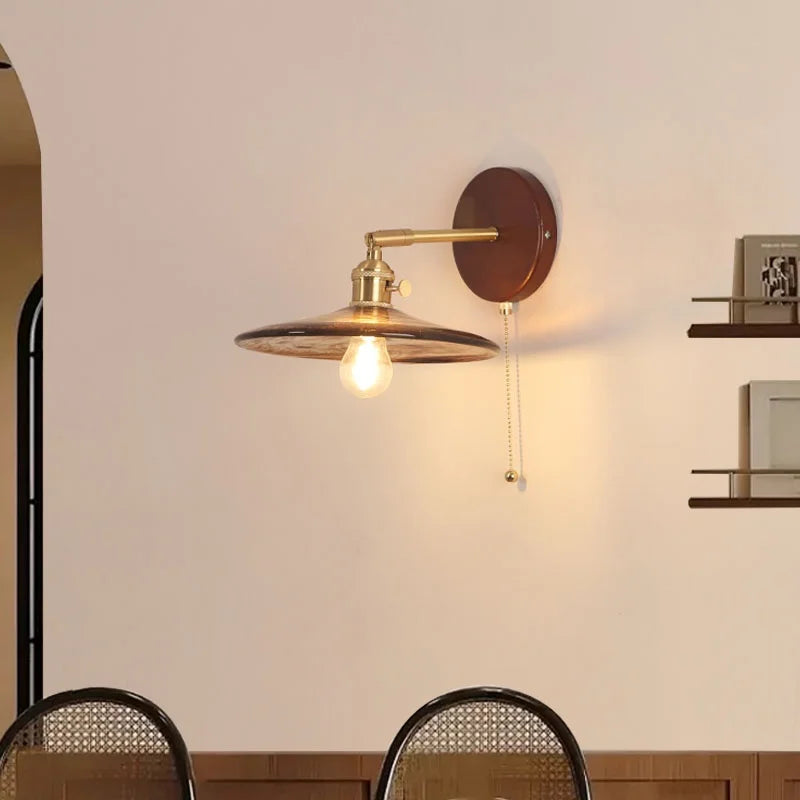Afralia™ Modern LED Wall Sconce Copper Glass Stair Light Fixture