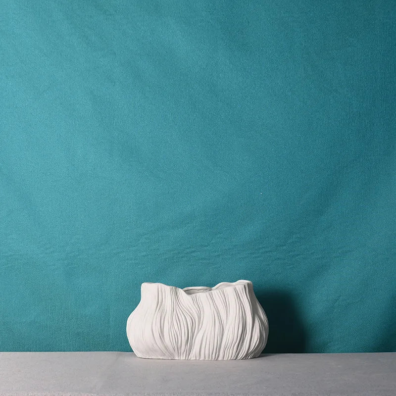 Afralia™ Ceramic Striped Vase for Home Decor and Flower Arrangement