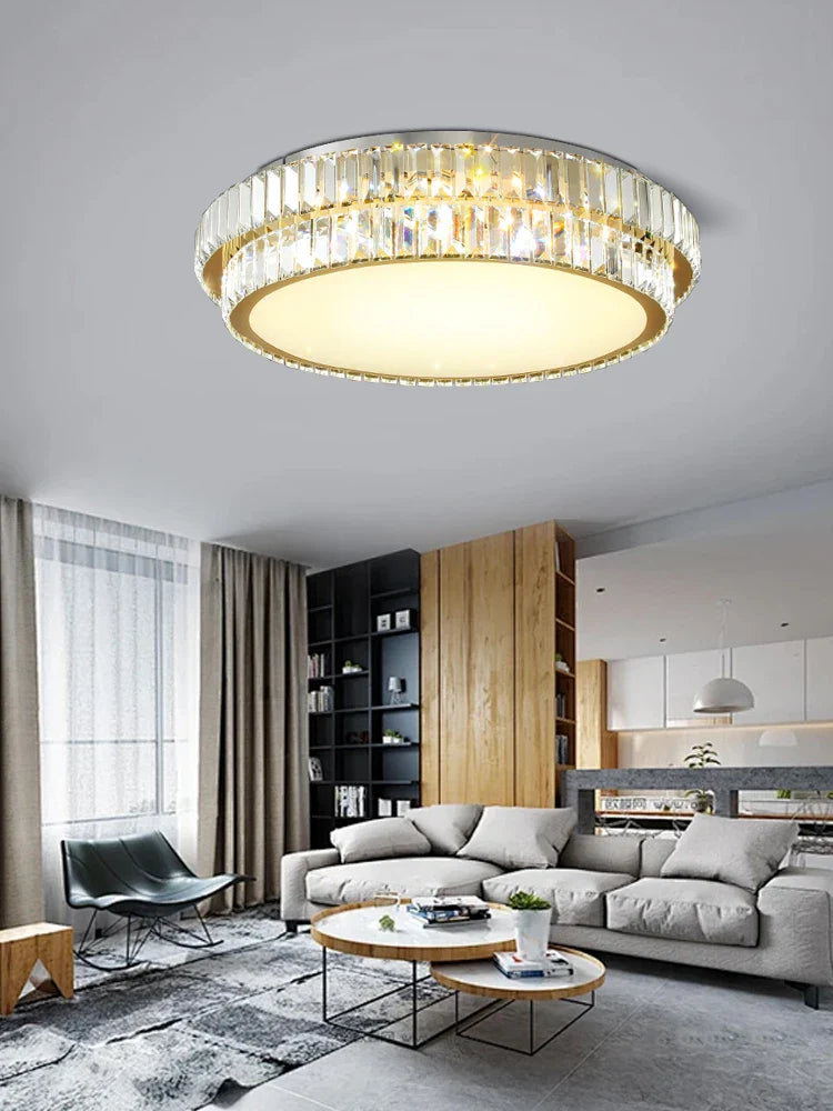 Afralia™ Luxury Crystal Ceiling Light, Modern LED Gold/Silver, Dimmable, Round/Square Design