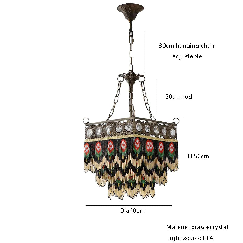 Afralia™ Black Rose Tassel Pendant Lights, Classic Retro Lustres for Living Room