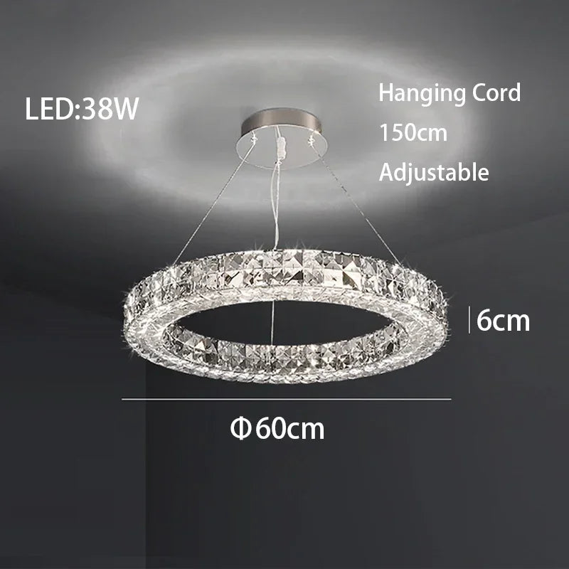 Afralia™ Modern Crystal Chandelier Chrome Golden Round Pendant Lights