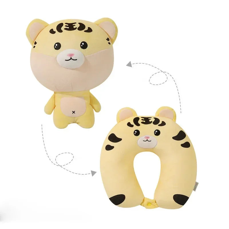 Afralia™ Cute Plush Animal Neck Pillow for Comfortable Travel & Office Rest