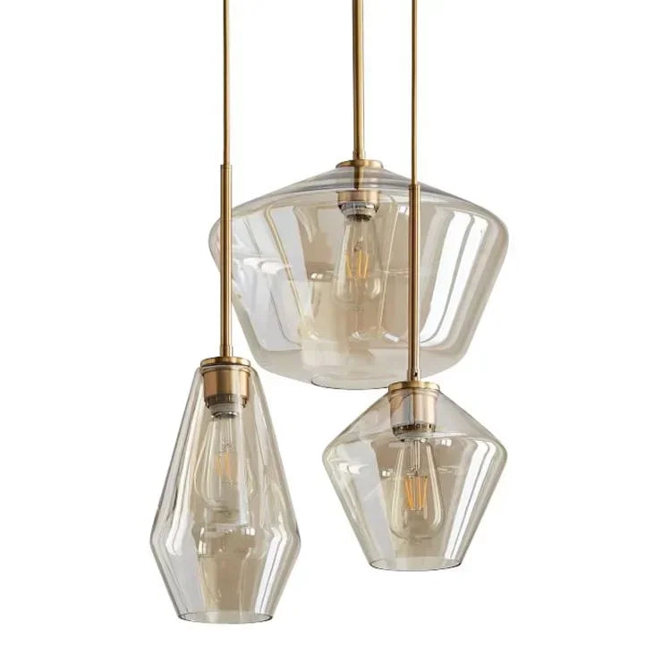 Afralia™ Glass Chandelier: Amber Pendant Lights for Dining, Living Room, Bedroom, Hotel, Cafe