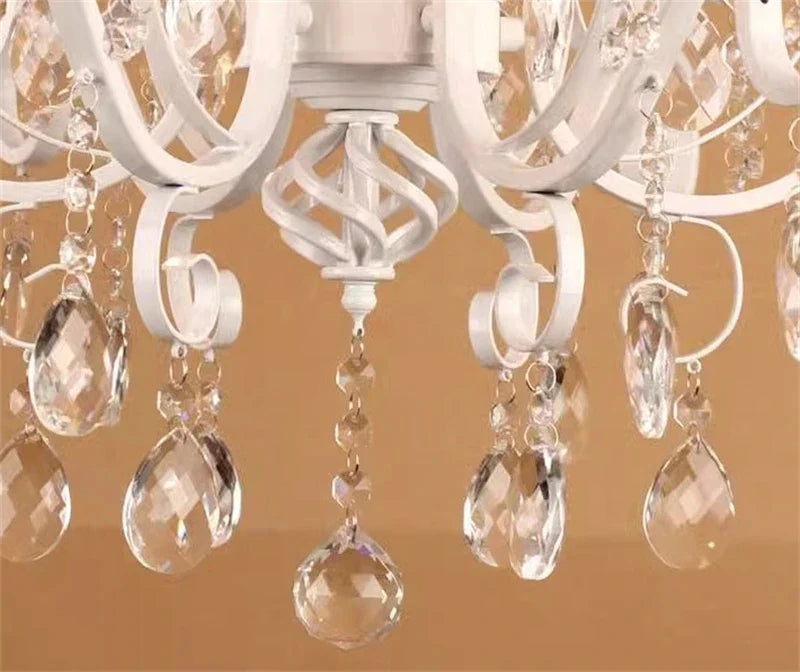 Afralia™ White Iron Chandeliers with Crystal Pendants - Classic Vintage Design for Elegant Spaces