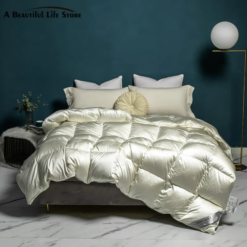 Afralia™ Luxe Goose/Duck Down Quilt: Fluffy Cozy Warmth, Queen King Size