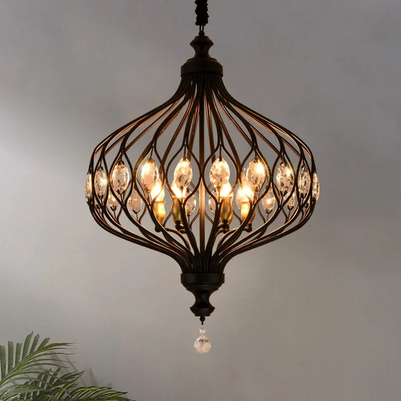 Afralia™ Vintage Lantern Chandelier for Living Room Bedroom Stairwell Aisle - Modern Country Style