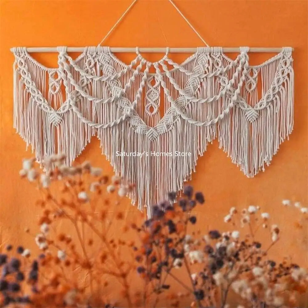 Afralia™ Large Macrame Bohemian Tapestry Wall Hanging for Boho Decor in Living Room