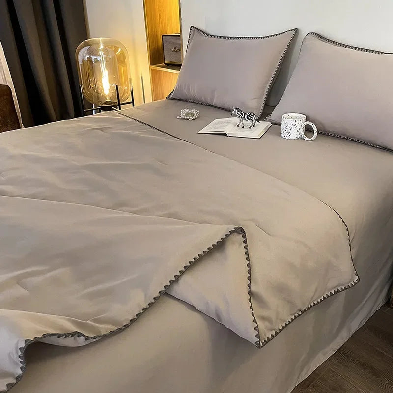 Afralia™ Embroidery Cooling Comforter, Queen Size, Soft & Breathable for Spring Summer