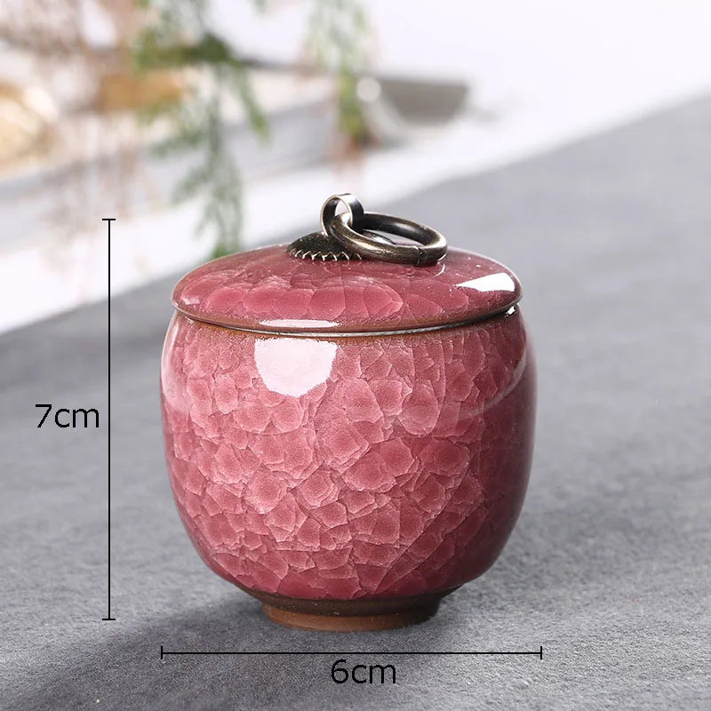 Afralia™ Ice Cracked Texture Tea Caddy Storage Jar with Moisture-proof Sealed Lid