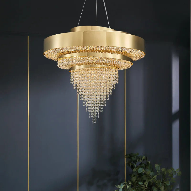 Afralia™ Golden Crystal Chandelier for Luxury Living & Dining Rooms