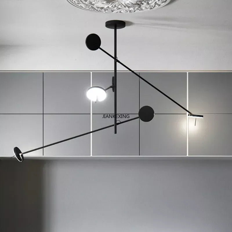 Afralia™ Modern Black LED Ceiling Chandelier for Restaurant Coffee Tables Room Desks