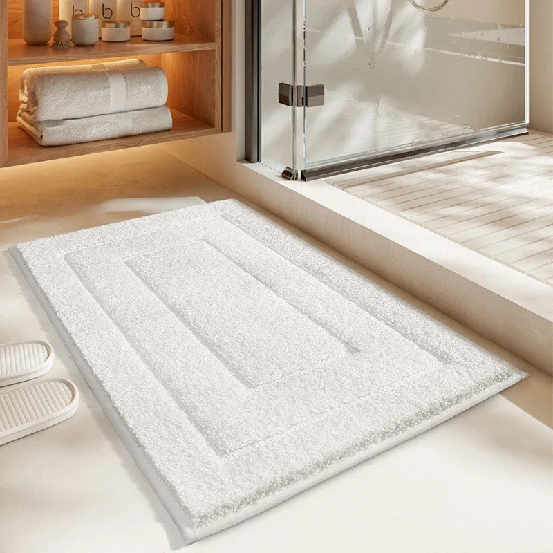 Afralia™ Geometric Flocked Bath Mat Thicken Super Absorbent Anti-slip Bathroom Rug.
