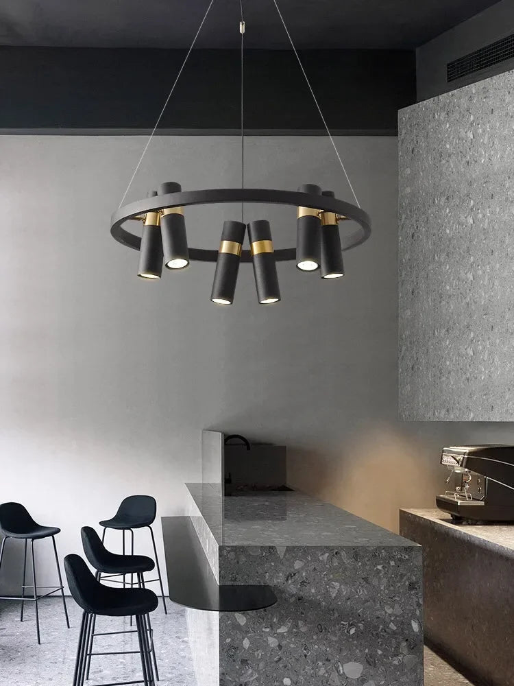 Afralia™ Black Metal Circle LED Pendant Light for Living room, Dining, Kitchen, Bar Decor