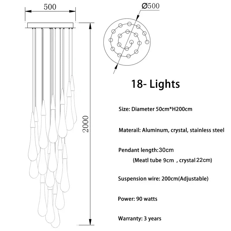 Afralia™ Gold Crystal Water Drop Pendant Lights for Dining Room Chandelier