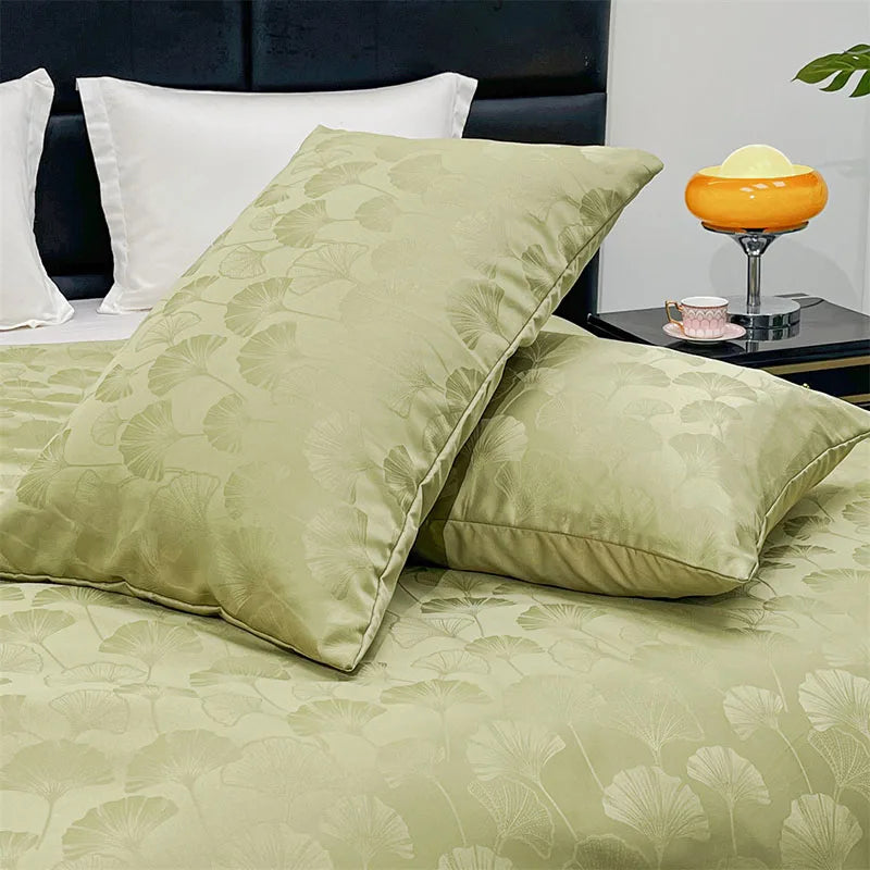 Afralia™ Jacquard Satin Duvet Cover Set - Luxury Solid Soft Quilt Kit