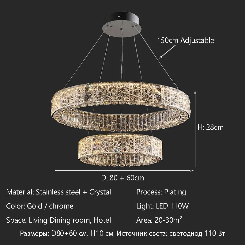 Afralia™ LED Crystal Chandelier: Modern Luxury Lighting for Stylish Home Decor